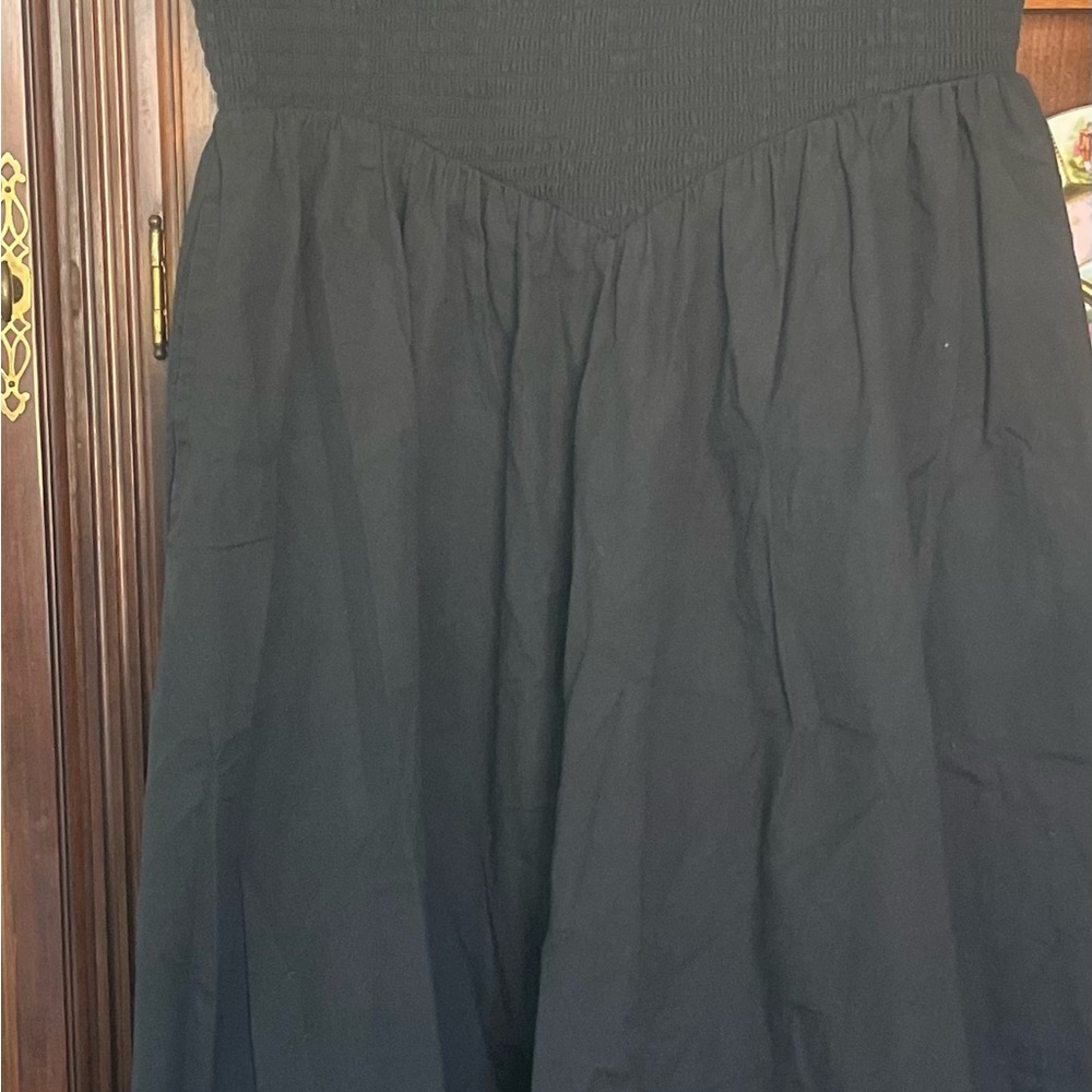 Elegant Black Women's Spaghetti Strap 100% Cotton Summer Dress. New Without Tag.